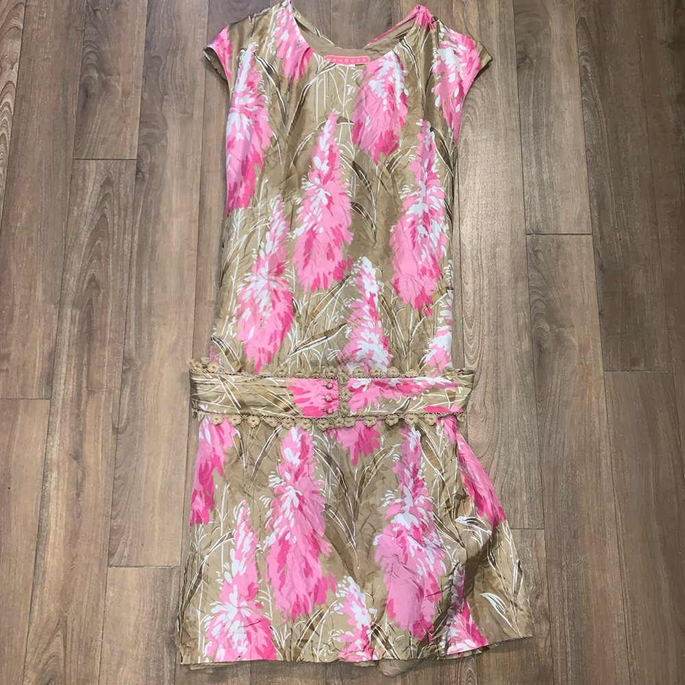 Manoush Silk Belted Print Dress | Size 4